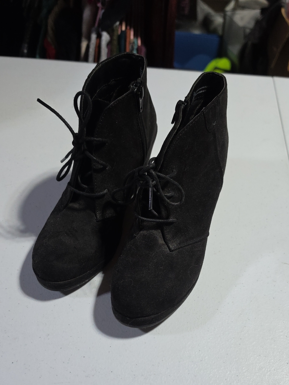 Target Black Suede Lace-Up Wedge Ankle Booties